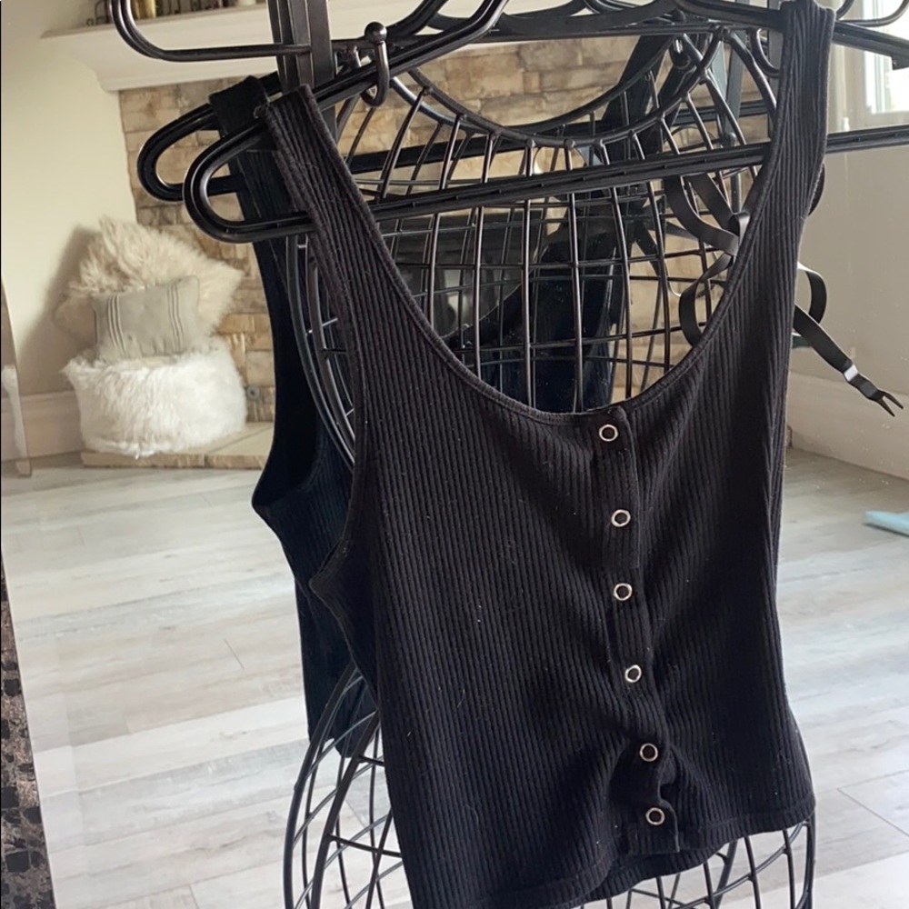 Black Button Down Tank Top